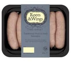 ROOTS & WINGS FREE RANGE TRADITIONAL PORK & HERB SAUSAGES