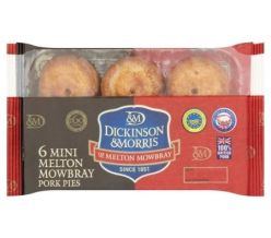 Dickinson & Morris 6 Pack Mini Melton Mowbray Pork Pies