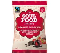 Freeze Dried Strawberries coated in Dark & Berry Chocolate - 50g bags - £2.29