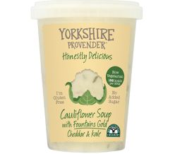 Cauliflower soup with Fountains Gold Cheddar and Kale