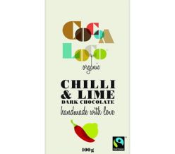 Cocoa Loco Dark Chocolate, Lime and Chilli Bar 100g (Organic & Fairtrade)