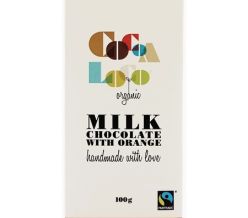 Cocoa Loco Milk Chocolate and Orange Bar 100g (Organic & Fairtrade)