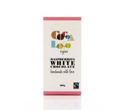 Cocoa Loco White Chocolate & Raspberry Bar 100g (Organic & Fairtrade)