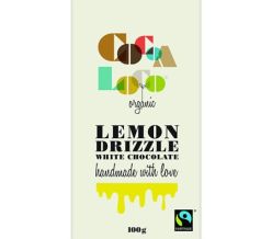 Cocoa Loco White Chocolate Lemon Drizzle Bar 100g (Organic & Fairtrade)