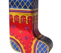 Metallic Stocking Tin Red&Blue w/ 250g Salted Caramel Fudge