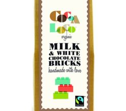 Cocoa Loco Milk and White Chocolate Bricks 100g (Organic & Fairtrade)