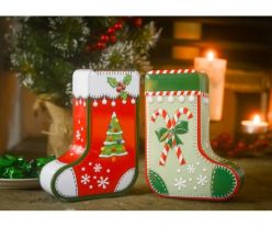 Green Christmas Stocking Tin w/ 200g Chocolate Mint Creams