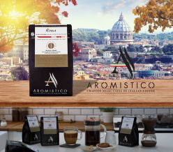 AROMISTICO COFFEE ROMA BLEND, Finest Smooth Medium/Dark Roast, WHOLE BEANS
